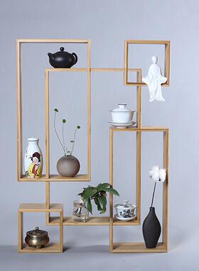 沁雨阁博古架实木多宝阁茶具茶壶文玩收纳整理展示架茶棚置物杯架