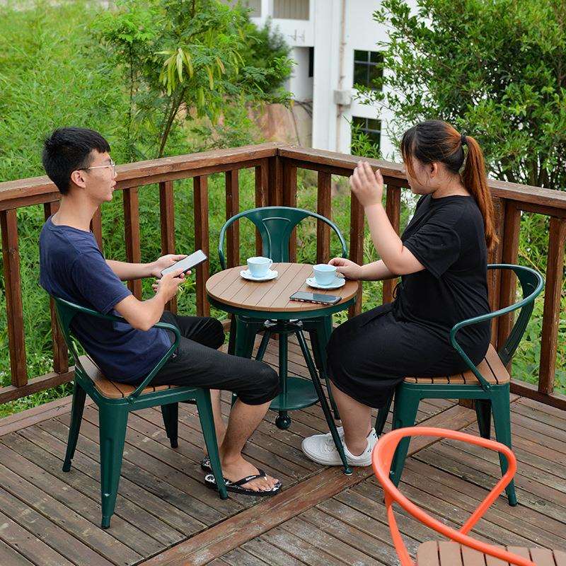 阳台小桌椅三件套户外庭院花园塑木茶几简约露台咖啡休闲桌椅组合