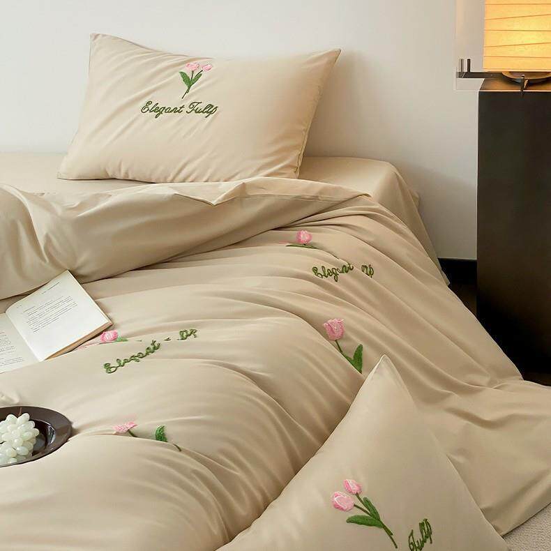 水洗棉毛巾绣床上三四件套1.8m学生宿舍床单被套床品四季新品