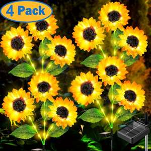 4pcsSolarSunflowerLightsOutdoor12Sunflower3in1