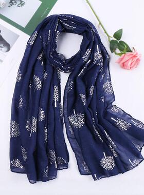 Cotton Silver Tree Flower Scarf Shawl VS200 银树花围巾披肩