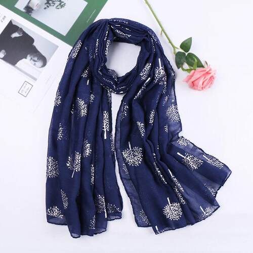 Cotton Silver Tree Flower Scarf Shawl VS200 银树花围巾披肩