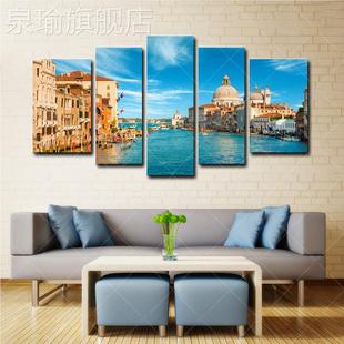 网红北欧中画海代客厅框饰画爱琴海无画圣现装托里尼挂卧室餐地厅