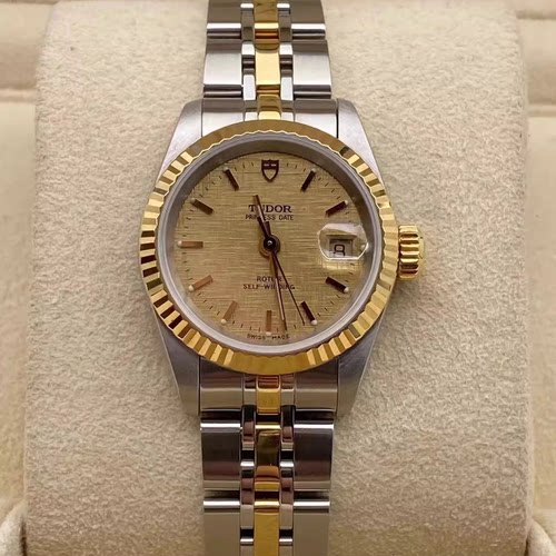 经典款9.8新帝舵公主系列精钢18K金自动机械腕表25MM女表92413