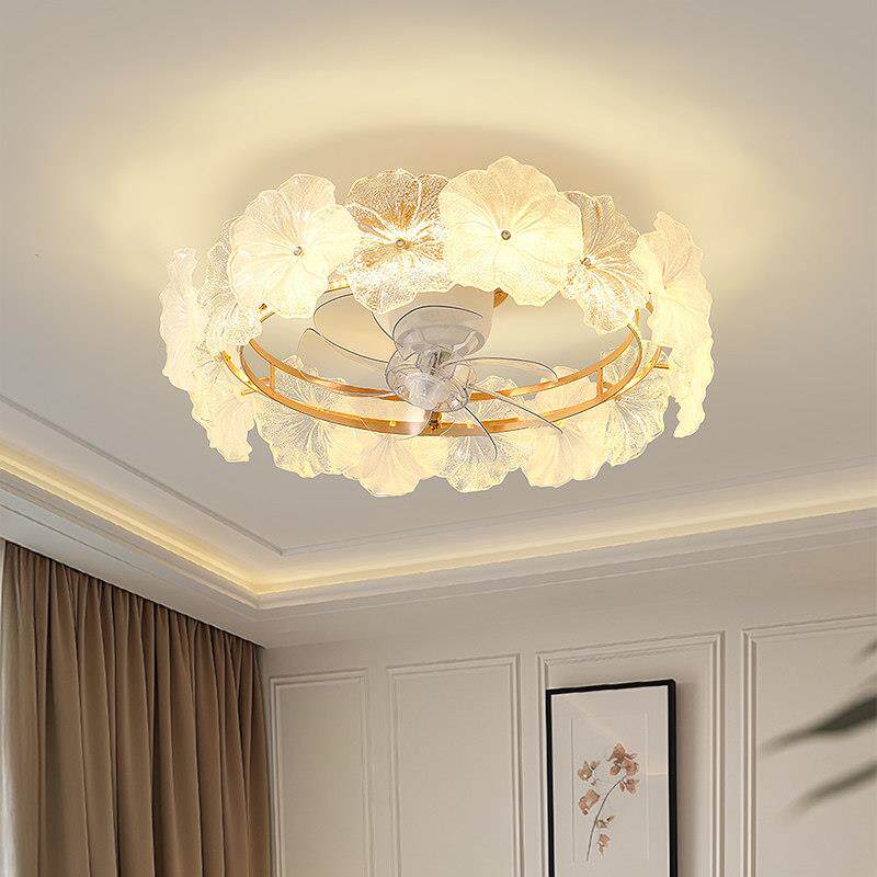 摩曼2025新款吊扇灯法式卧室专用吸顶静音水晶轻奢高级感护眼灯具