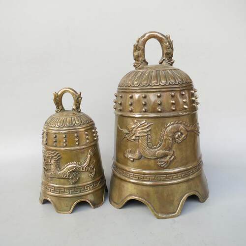 铜龙凤钟双龙钟妙音铜艺用品工艺品摆件铜器