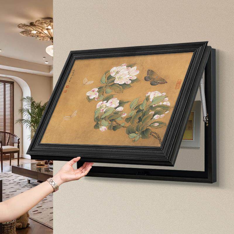 中古风电表箱装饰画海棠蛱蝶图弱配电箱挂画新款电源开关盒遮挡画
