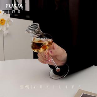 幽兰独秀花香袭 {雾气萦杯 宿雨初收}中古杯酒杯高脚杯水晶玻璃杯