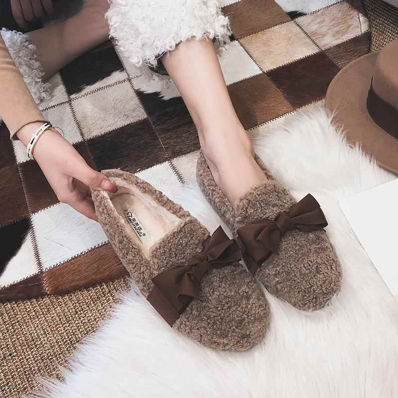 正品毛毛豆鞋穿女绒冬外2025新款羊羔毛豆鞋加厚底棉鞋大码女鞋41