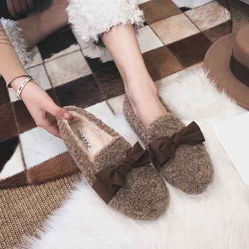 高档毛鞋女冬外鞋穿2豆025新款羊羔毛毛豆鞋加绒厚底棉大码女鞋41