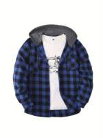 3-Pack Men's Flannel Hoodie Shirts - Plaid Button- Long thumbnail 5