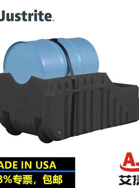 Justrite美国进口便携式油桶推车55加仑桶推车28665工业防漏推车