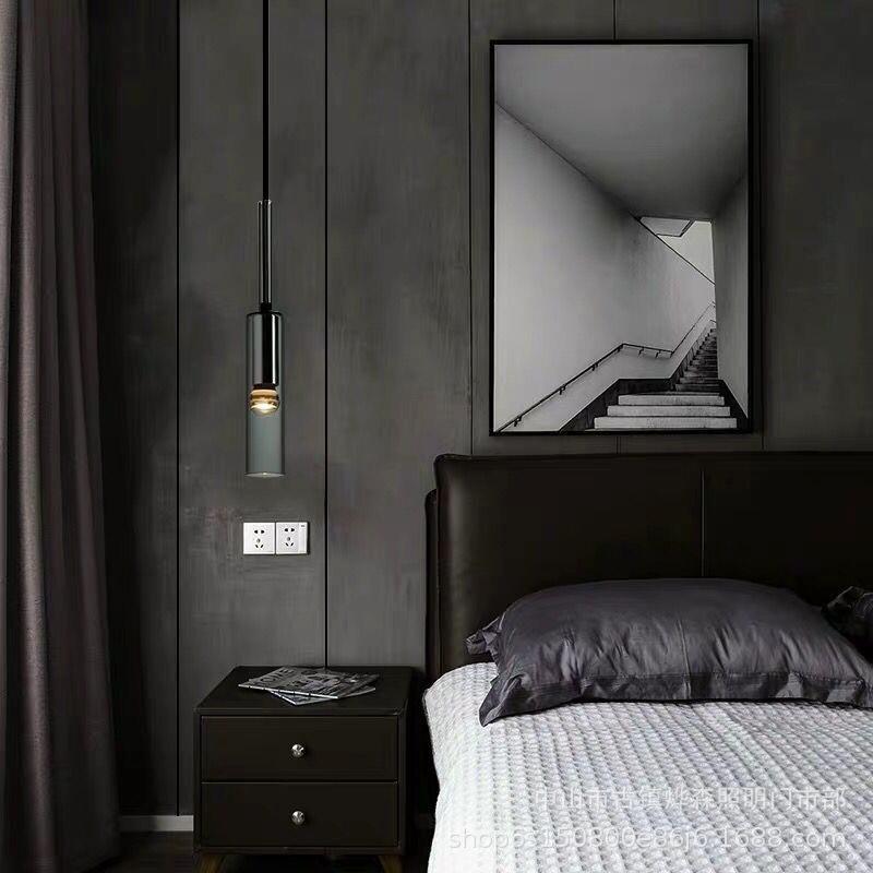 卧室头吊灯现长代床简约创意轻水晶网红艺术氛围l奢e709d主卧线小