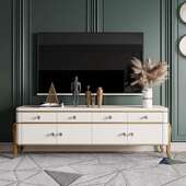 美式 柜子组合 轻奢全实木茶几电视柜组合现代简约轻奢香槟色法式