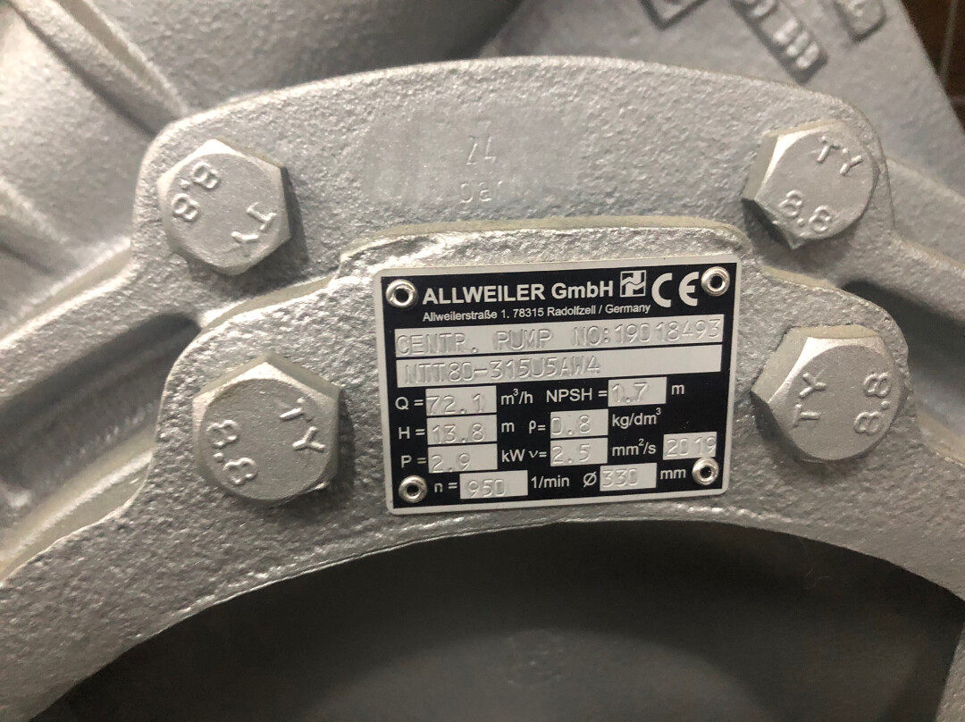 德国ALLWEILER阿尔维勒NTT80-315纯德国进口耐