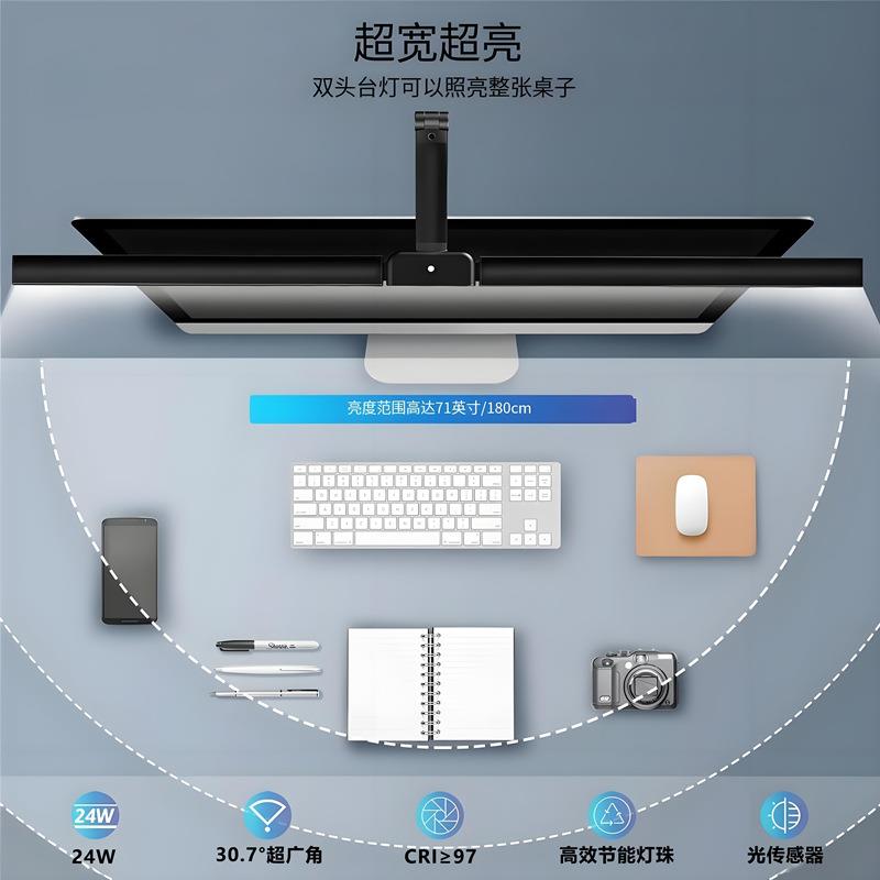 E跨境L学D台灯学生专用护眼桌面阅读灯多习功W04-HY-0能双头夹子