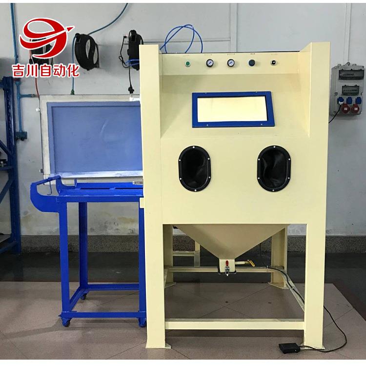 厂家直销轮毂发动机外壳手动喷砂机1010推车转盘模具喷沙机打砂