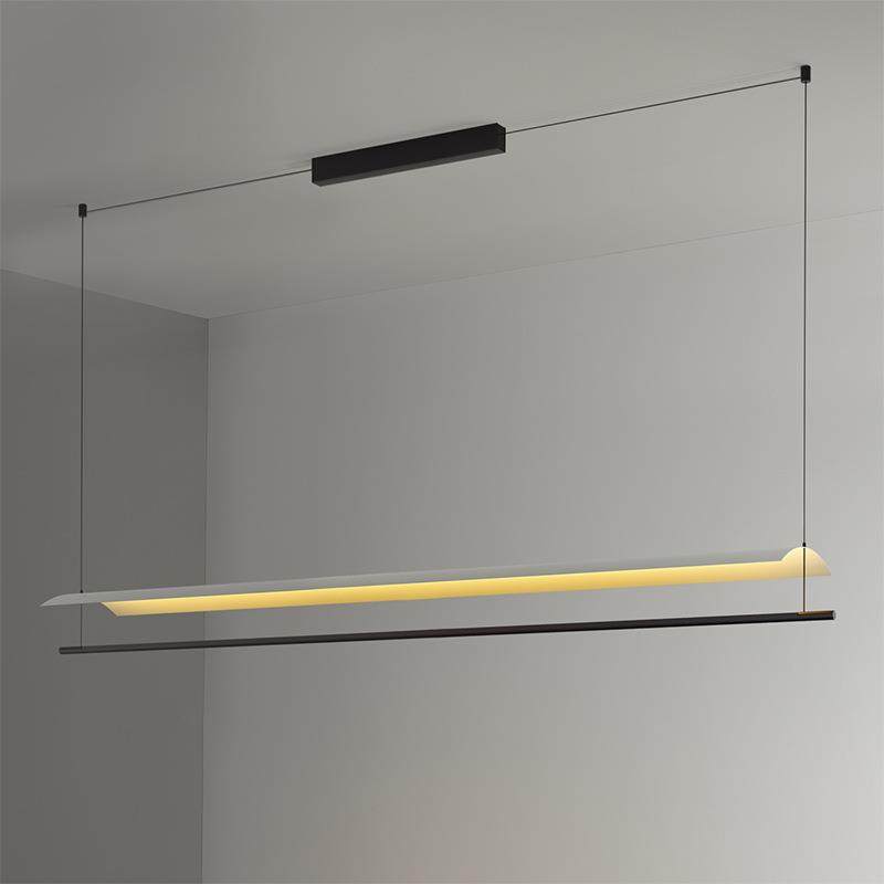 现代艺术餐厅吧台新中式书房极简办公室茶室设计师一字型长条吊灯