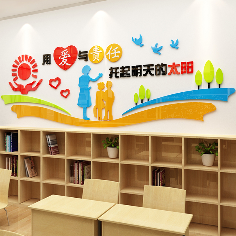 教师办公室文化墙面装饰布置幼儿园环创主题成品托管班形象设计贴