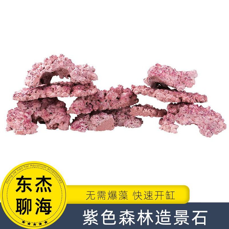 紫色森林海水鱼缸造景石免爆藻颜色自然空隙多替代活石快速培菌