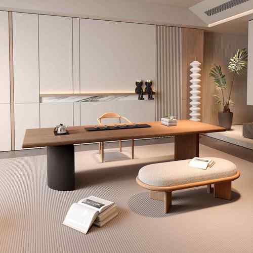 木茶桌烧水壶BOF一体嵌入客式办阳公室书桌大板茶桌厅家用台实小