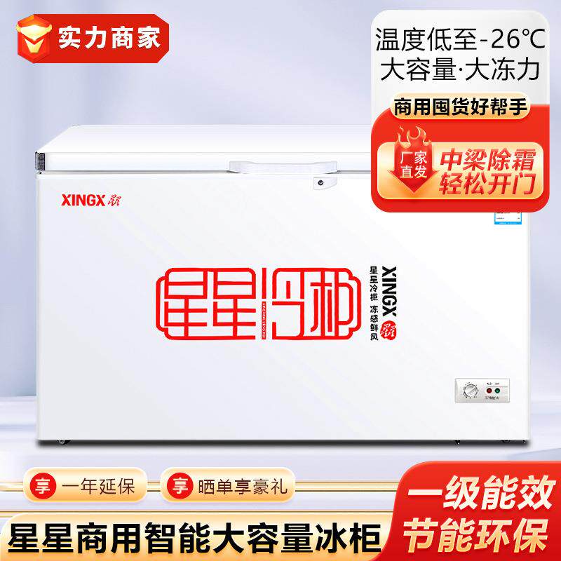 星星冰柜冷藏保鲜冷冻冰箱速冻雪糕冷饮海鲜柜卧式冷柜商用冰柜