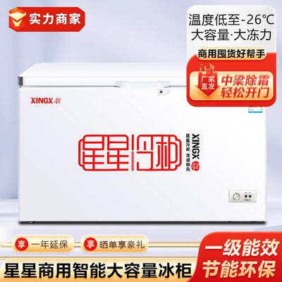 星星冰柜冷藏保鲜冷冻冰箱速冻雪糕冷饮海鲜柜卧式冷柜商用冰柜