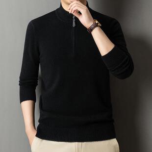 男士 拉链YM610 羊绒衫 休闲衫 YA领保羊暖毛衣针厚织 加中年男装 冬季