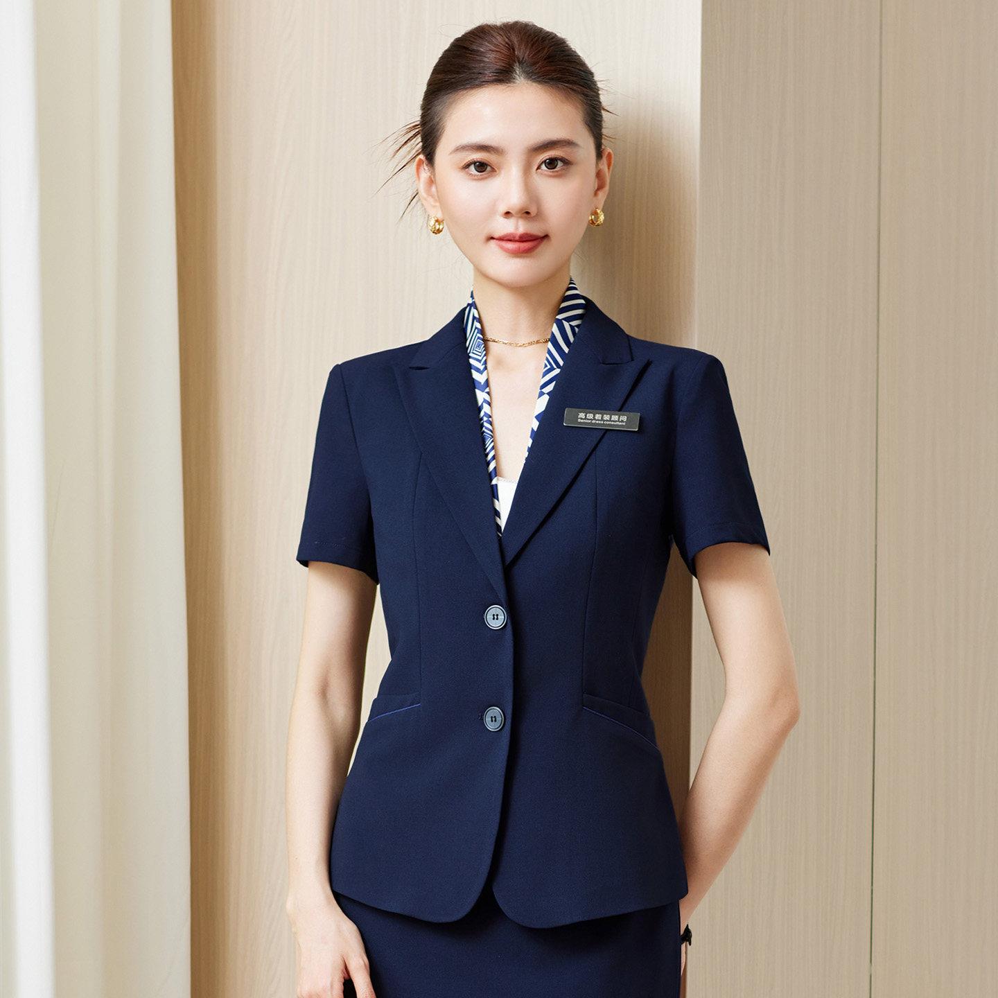 短袖西装套装女夏季新款银行工装制服高端酒店前台经理职业工作服