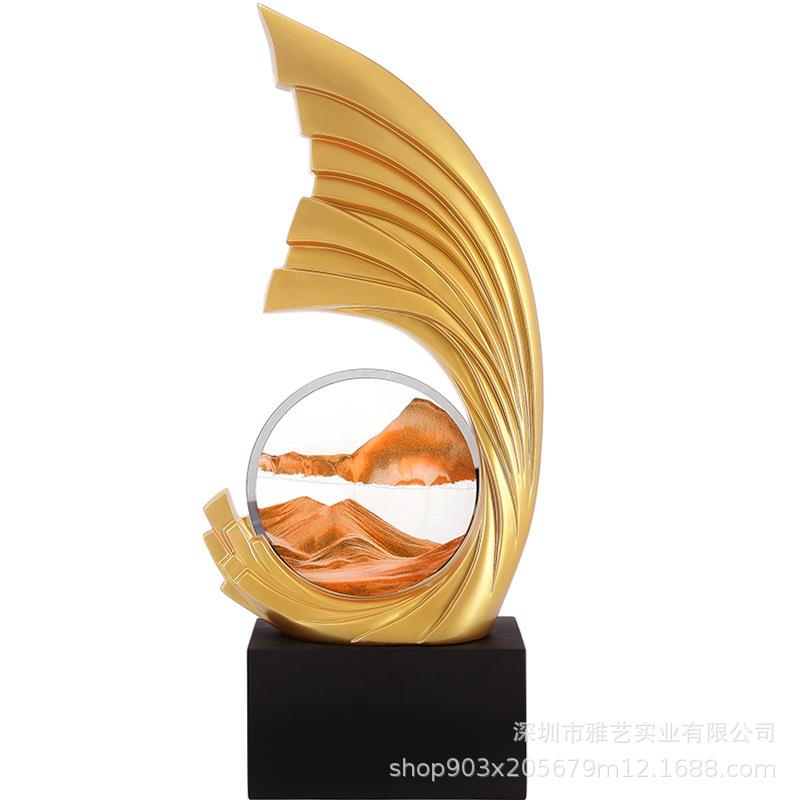 风生水起流沙画现代轻奢大摆件客厅玄关办公室进门入户高级感装饰