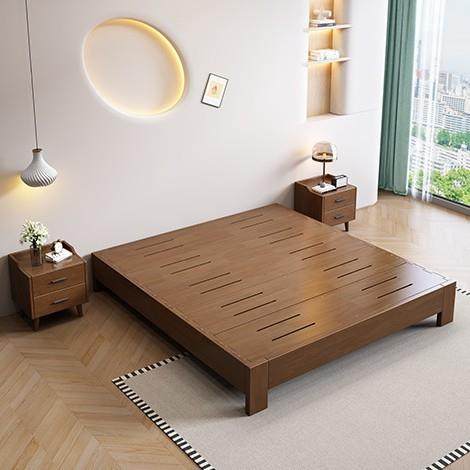 无床头全木床加厚燕尾燕尾榫榻榫18米实.木橡胶木榻榻实米地台床1