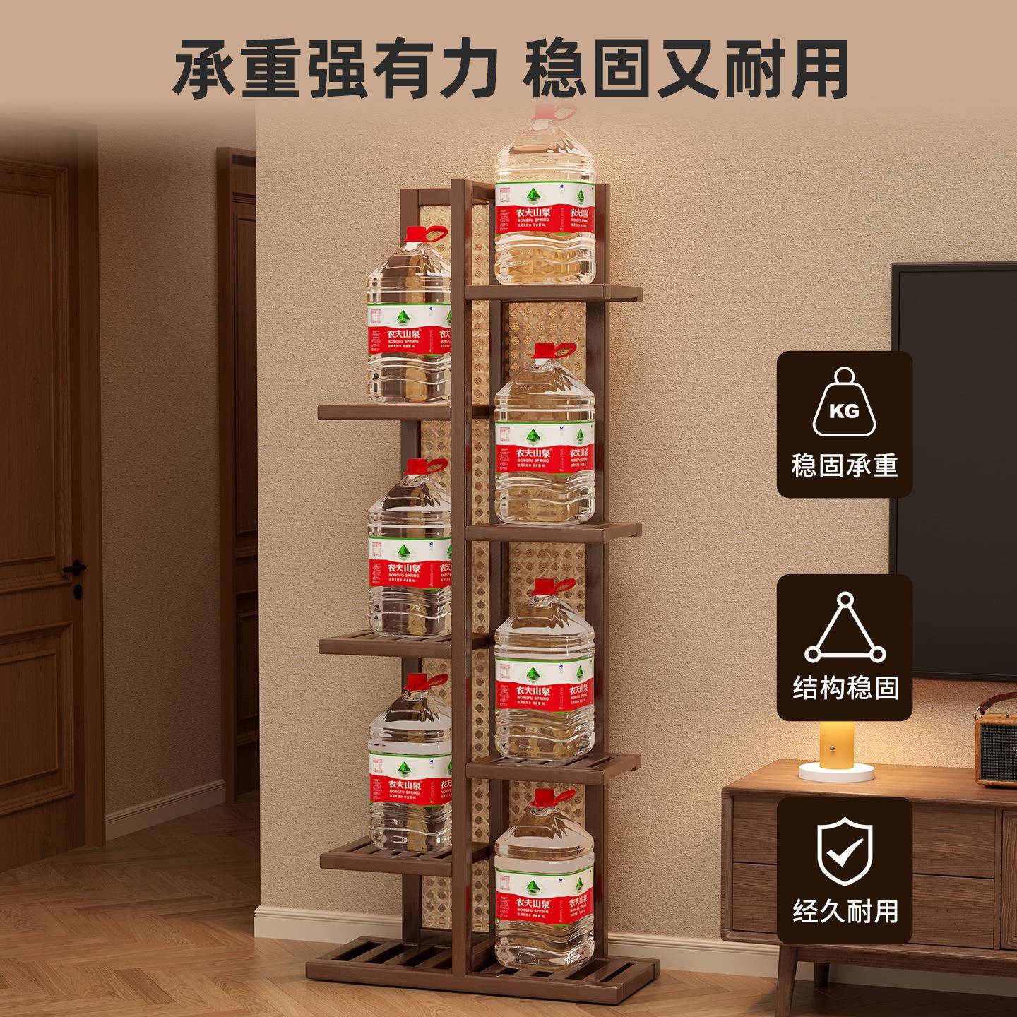 复古多简花架家厅层用客落地E88586式花盆收纳架阳台装饰落地置物