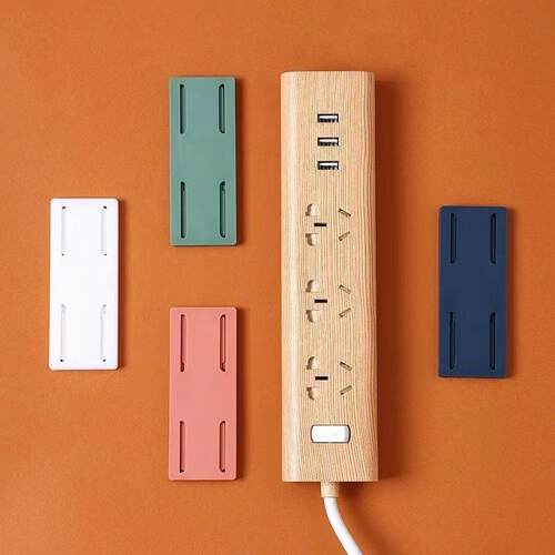 No-drill plug strip router holder, self-adhesive wall-mounte