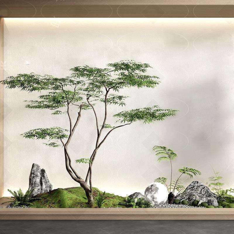简约轻奢大型仿真南天竹绿植鸡爪槭假树室内装饰橱窗植物盆栽造景