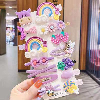 Cartoon hair clip children side bangs clip rainbow ba headdr