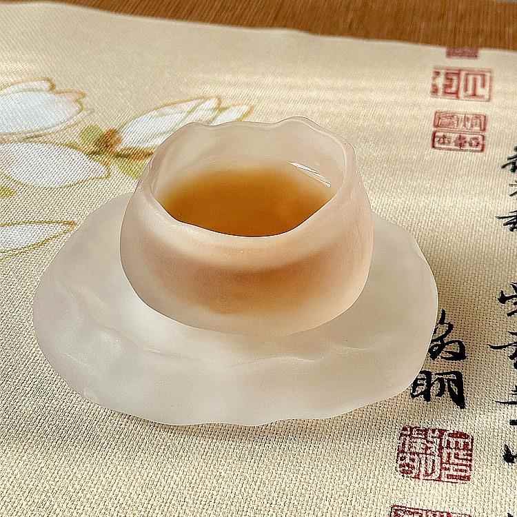 玻璃磨砂品茗杯主人杯单杯个人专用透明杯子小茶杯单只功夫茶具盏