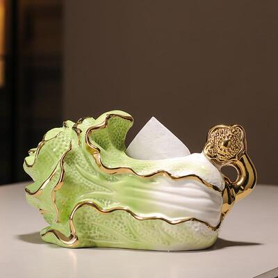陶瓷白菜装饰品纸高巾盒客桌厅面茶724几创意抽纸盒纳收档轻奢新