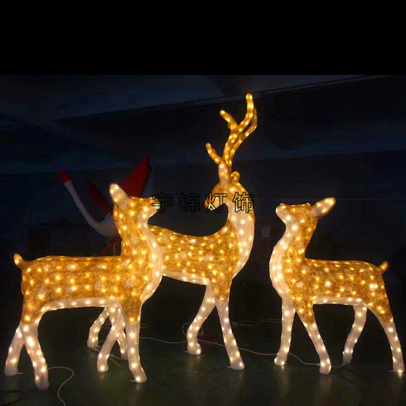 亚克力拉胶老人圣诞对节灯串/LED发光圣诞麋鹿滴胶雪人白鹿