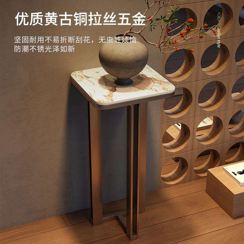 不锈钢北欧现代轻奢客厅大理石花架边几网红落地式置物架子边几