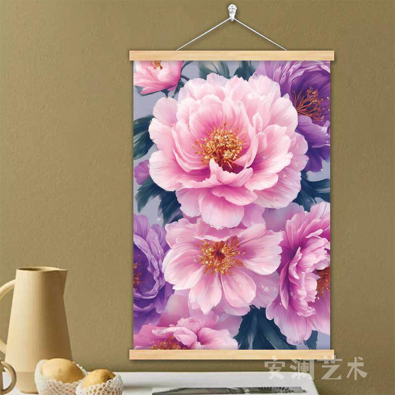 花开富贵牡丹花挂画向日葵玄关画入户电表箱遮挡画饭厅客厅装饰画