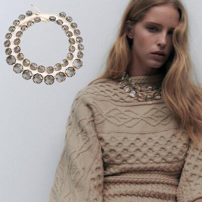 Necklace, transparent resin, double-layer necklace,