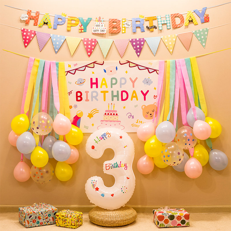 女孩生日布置儿童ins生日装饰场景气球背景墙派对场景布置用品