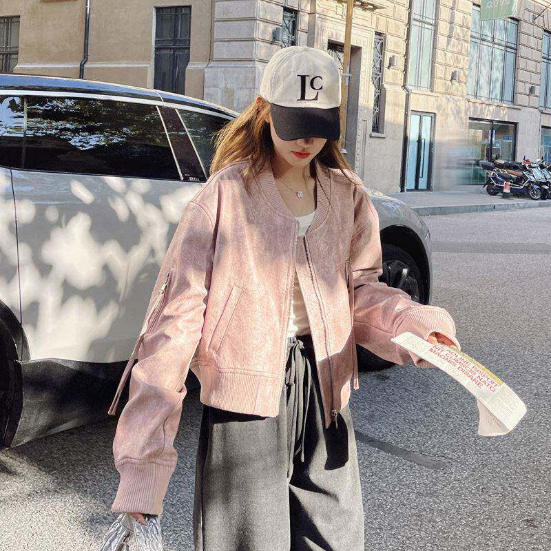 美式皮衣外套女春秋2026新款高级感小个子棒球服短款pu夹克上衣