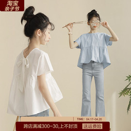 女童短袖t恤夏装衣服，韩版圆领宽松中大童纯棉，娃娃衫儿童短款上衣