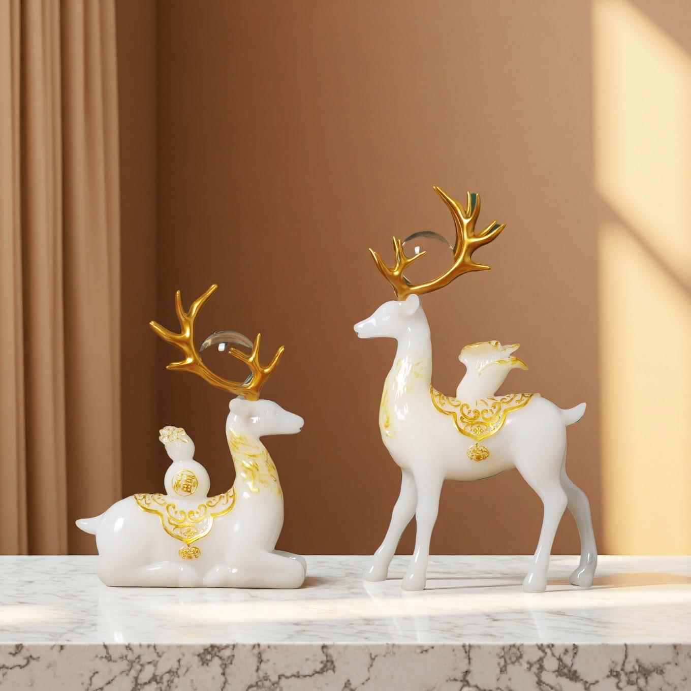 招意财鹿柜关玉视摆桌件吉74251饰祥面装创酒柜彷迁客厅玄电乔新