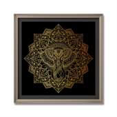 DIY手绘填色 静心减压描金线稿 象神曼陀罗装 饰画玄关画竖版