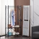 家用可折叠挂衣架多用途收纳置物架落地衣帽鞋 架一体组合收纳架