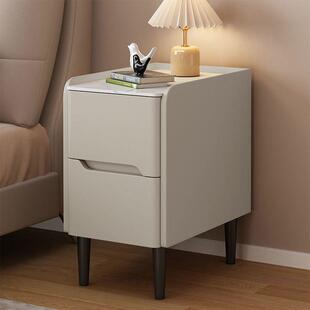 实木迷你床头柜现代简约25cm储物柜小型智能柜轻奢岩板超窄床边柜