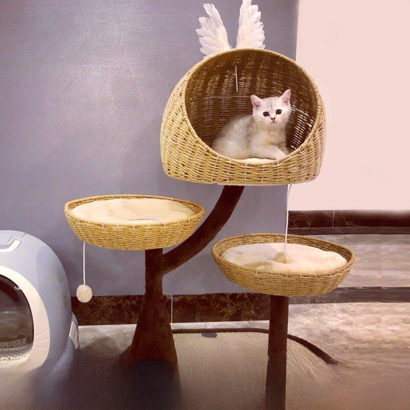 爱咪购猫爬架猫房子攀爬架编织猫屋猫窝剑麻猫跳台猫树藤编铁艺