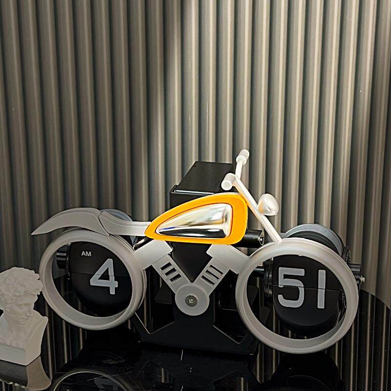 新款摩托车造型页钟意面摆桌钟翻装饰品美式机F119械motobik创e时